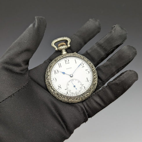 Swiss Made Vintage Enigma Pocket Watch with Horse Sculpture Alloy Case Working Good